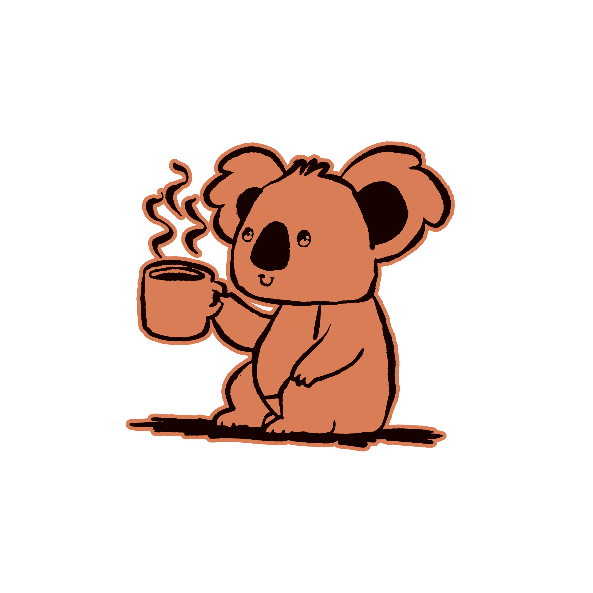 Bagel Bagel koala mascot holding a coffee cup